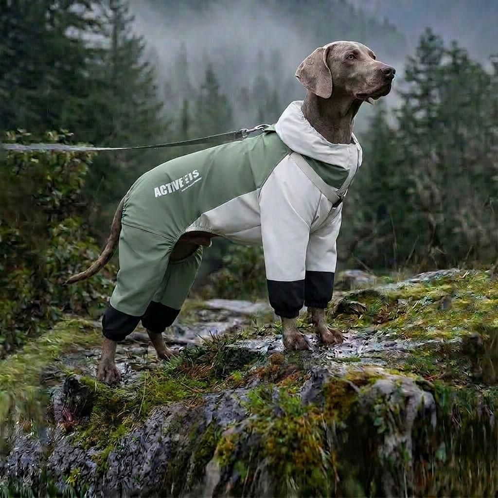 Primavera y verano, perros grandes y medianos, color neutro, viento, perros grandes, chaqueta de lluvia de cuello alto, impermeable a prueba de lluvia para mascotas, ropa para perros.