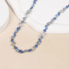 Blue advanced small design necklace, elegant set, light luxury style, high-end