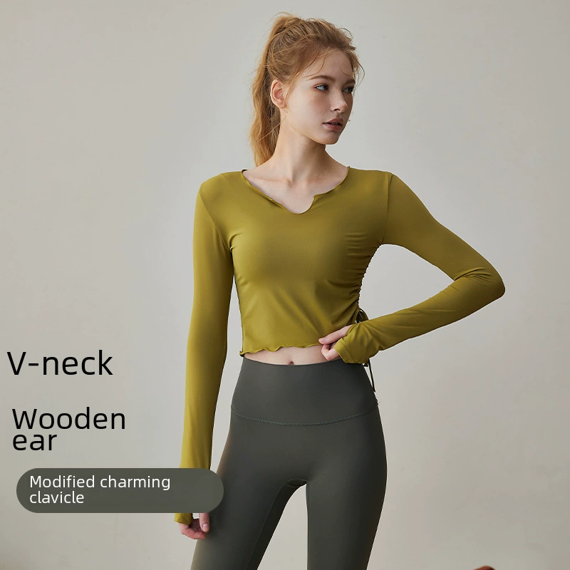 Demi-season yoga clothing, fitted sports long-sleeve for training for gym, 2023 collection, for running