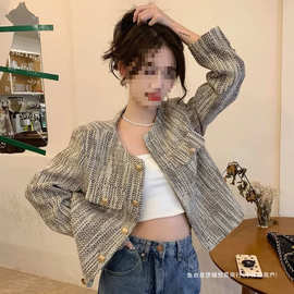 跨境小香风短款外套女长袖装新款设计感洋气ins开衫上衣图片