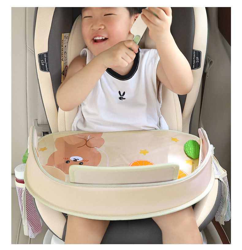 Children's safety seat tray car multi-function storage waterproof car infant cartoon dining plate table Board