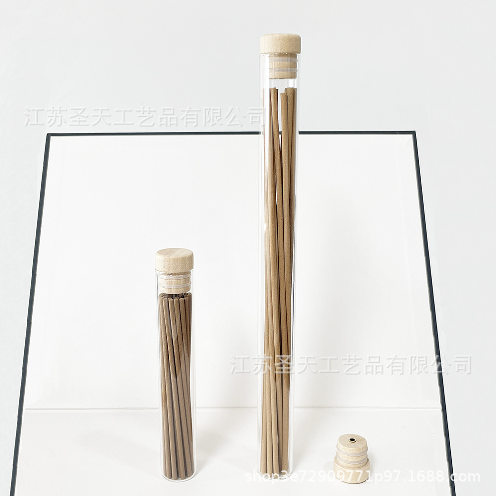圣天厂家直销新款荷木塞带香插5/10/20克透明玻璃玻璃香管檀香筒