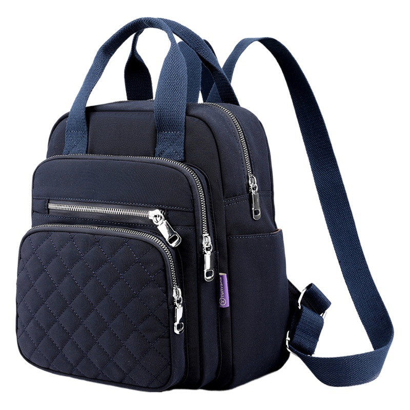 2022 New Backpack Nylon Backpack European and American Handbag Women's Bag Diamond Embroidery Thread Female College Student Shoulder Small Square Bag
