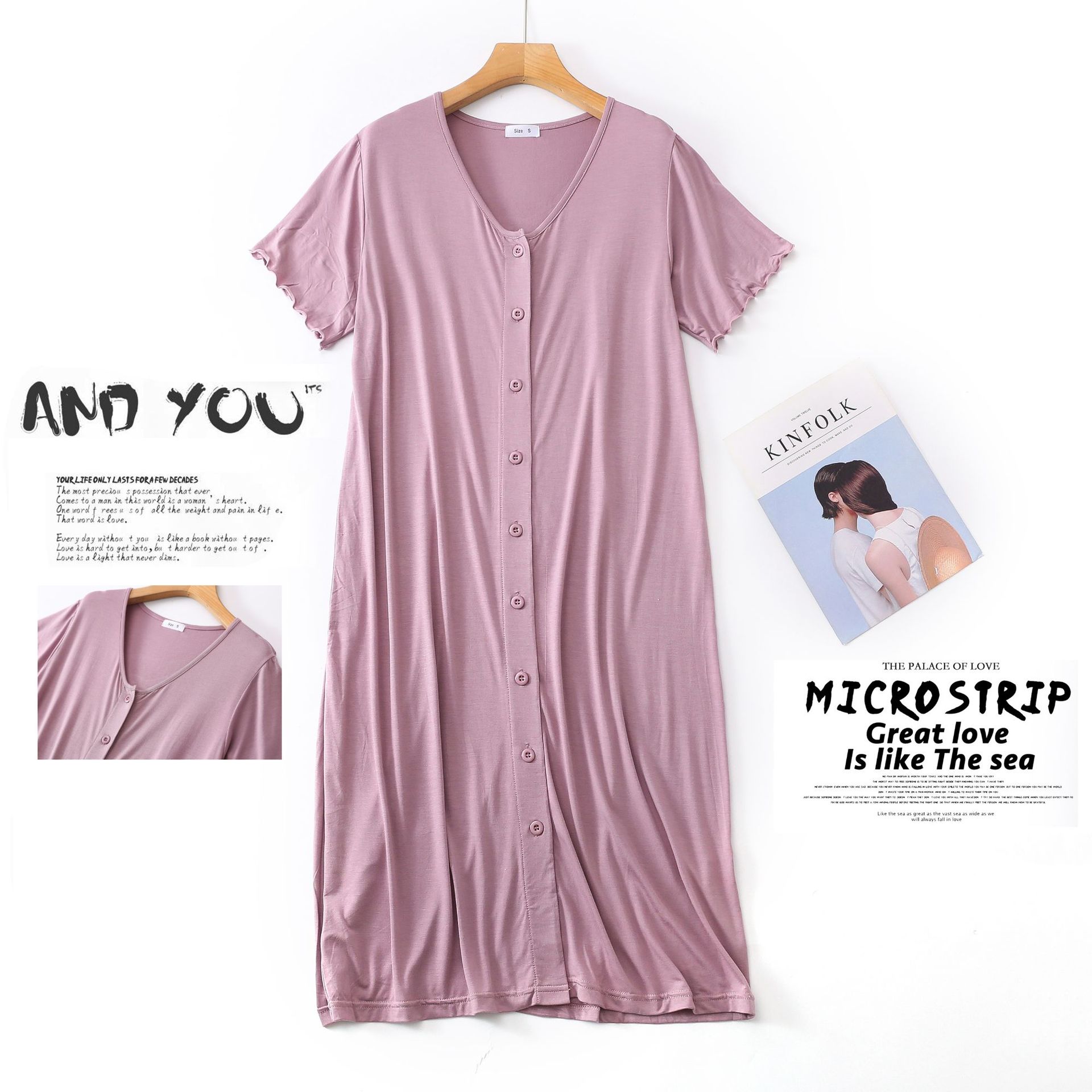 莫代尔开扣裙-绛紫