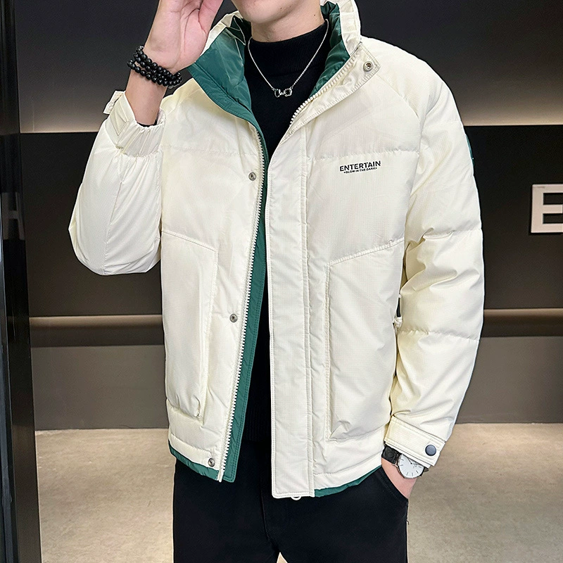 Взрывной пуховик мужской продвинутый зимний смысл новый воротник прилив бренд анти-холод белая утка бархатная куртка высокого качества мужской топ