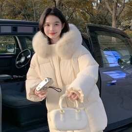 白鸭绒狐狸毛领中长款宽松今年流行羽绒服女士加厚外套2025冬季新
