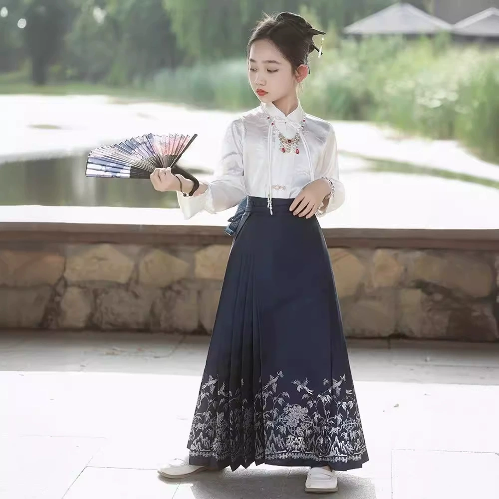 Юбка, комплект, детский элит Hanfu, осень, китайский стиль