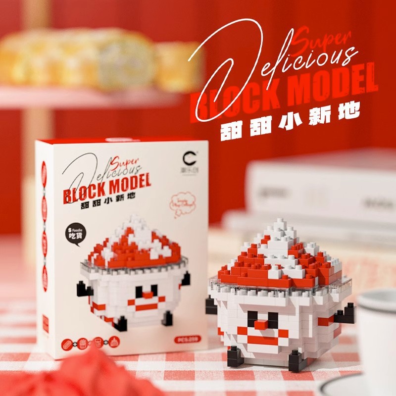 Chao Le Chuang 8921-32 Burger Food Doll Building Block Series Six Day Children's Gift Girl Blind Box Stand