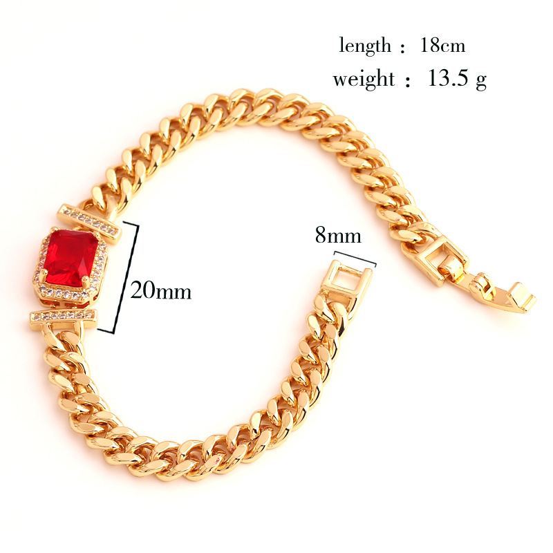 Fashion Square Copper Gold Plated Inlaid Zircon Bracelets