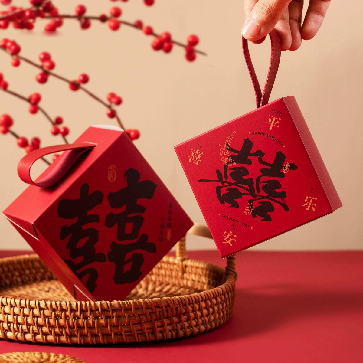 2024 Новая китайская коробка конфет свадебный компаньон Подарочная коробка Подарочная сумка пустая коробка обручальное Конфеты Сумочка Свадебная подарочная коробка