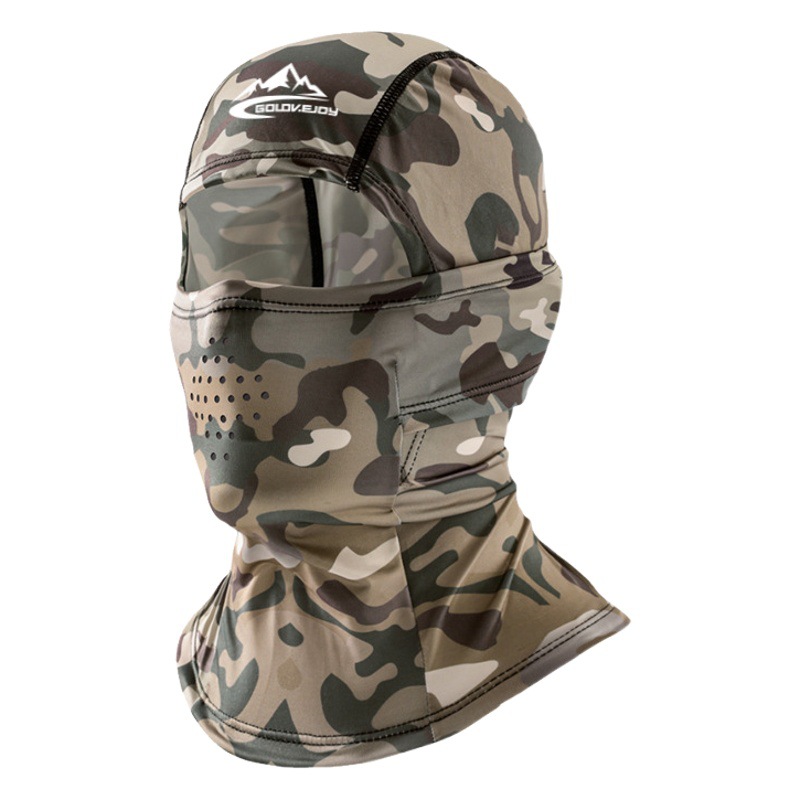Camouflage outdoor tactical sun protection riding hood motorcycle Ice Silk full face mask spring and summer sun protection scarf military fans