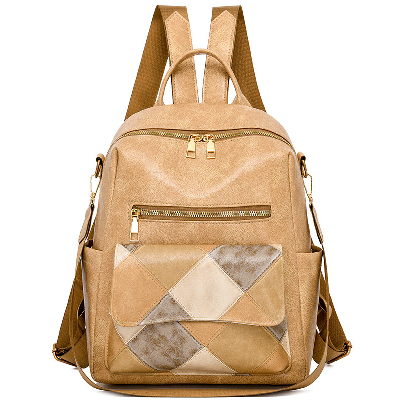 Transfronterizo nuevo estilo coreano mochila de gran capacidad para mujer PU mochila de cuero suave moda rombo mochila de viaje multifuncional