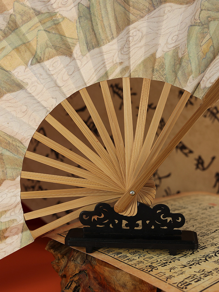 10寸中国风男扇古风扇子折扇新中式折扇大扇子舞蹈扇表演扇子批发详情5