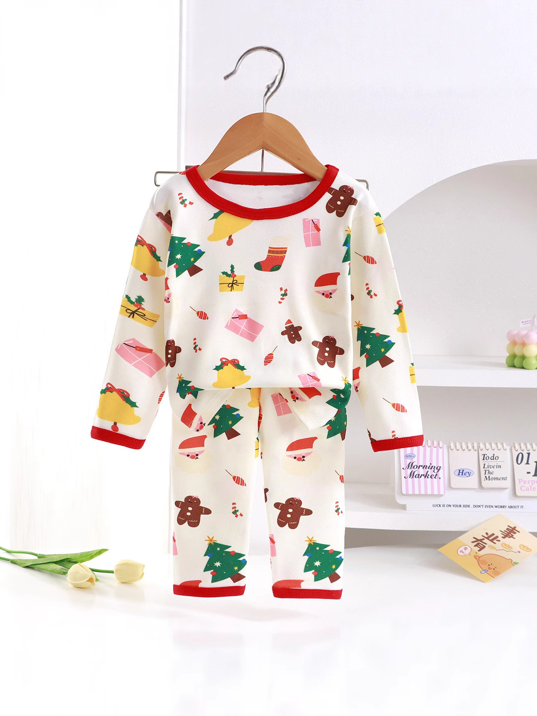Ropa de Navidad para niños pijamas para niños niñas de terciopelo calentamiento ropa interior ropa de otoño pantalones de otoño ropa infantil al por mayor