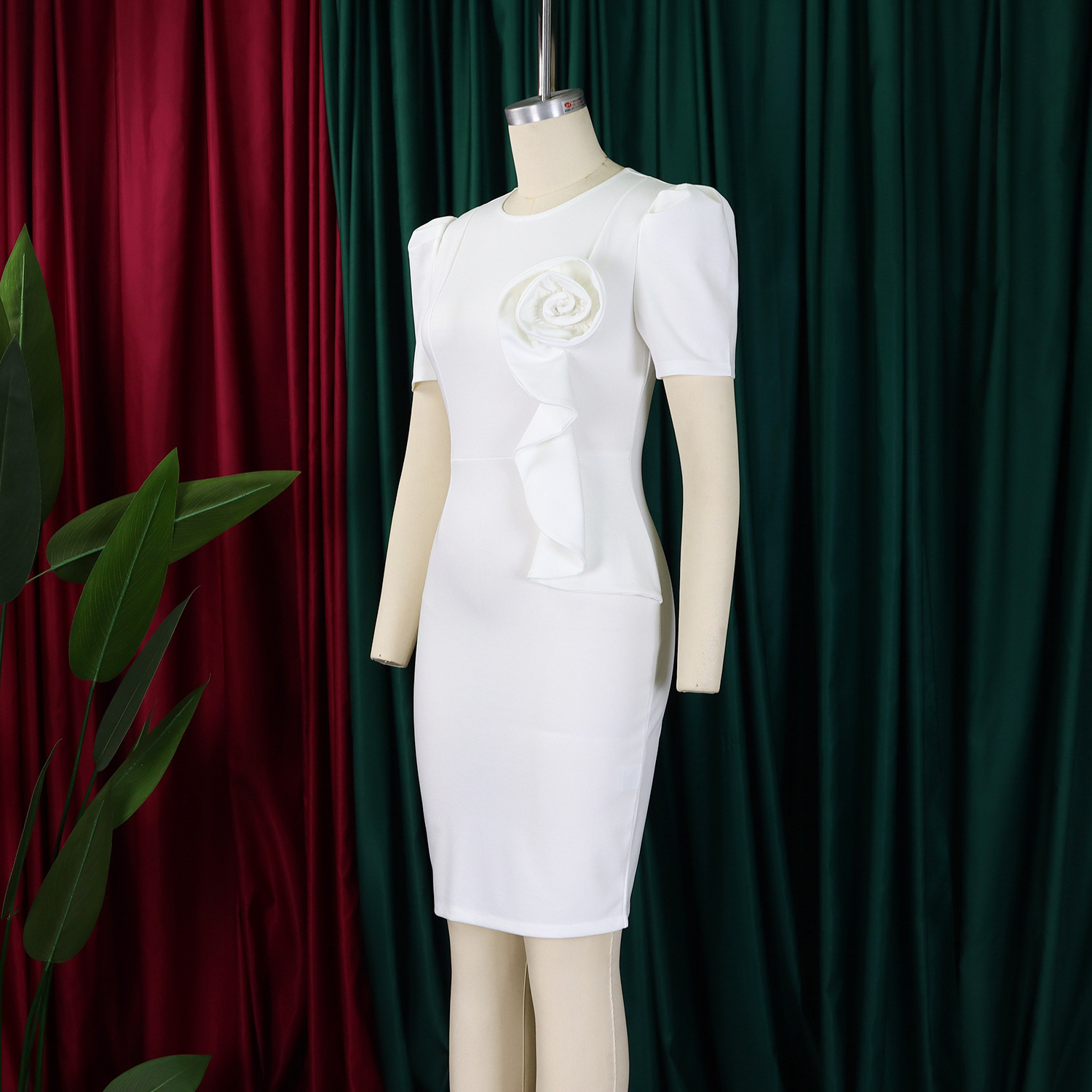 436g Weight Knee-Length Dress Length Type Short Sleeve Sleeve Length Sheath Dress Dresses Type Spandex, Polyester Fabric Type High Waist Waist Line Holiday, Banquet, Daily Occasion Round Neck Neckline Slim Fit Type Flower Pattern Summer Season Women's Gender Elegant Style Wholesale Women's Elegant Flower Holiday Banquet Daily Round Neck Short Sleeve Sheath Dress 20