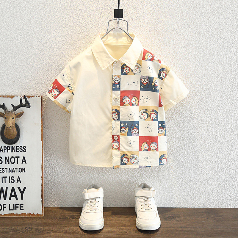 7941 Ropa para niños Niños y niñas Verano Nuevo estilo 2025 Camisa casual para niños Moda para bebés Tops de manga corta Tops