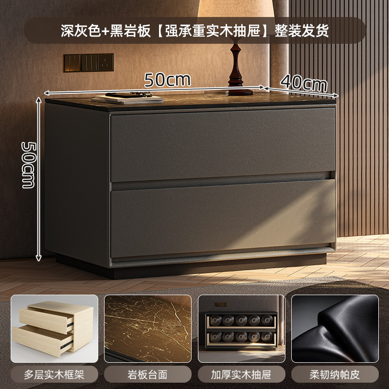 Armario de almacenamiento de mesita de noche todo en uno 2025 nuevo armario de almacenamiento de dormitorio doméstico de gran tamaño armario italiano de madera maciza de lujo ligero