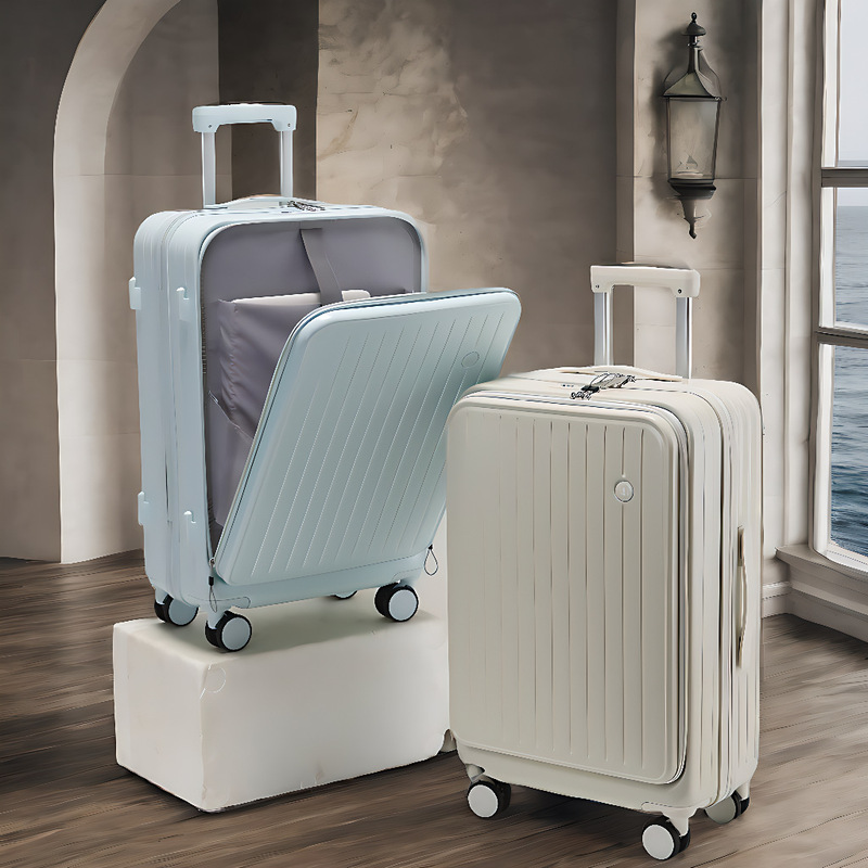 Explosion-proof zipper suitcase front opening computer bag trolley case password box Korean wave student universal wheel suitcase
