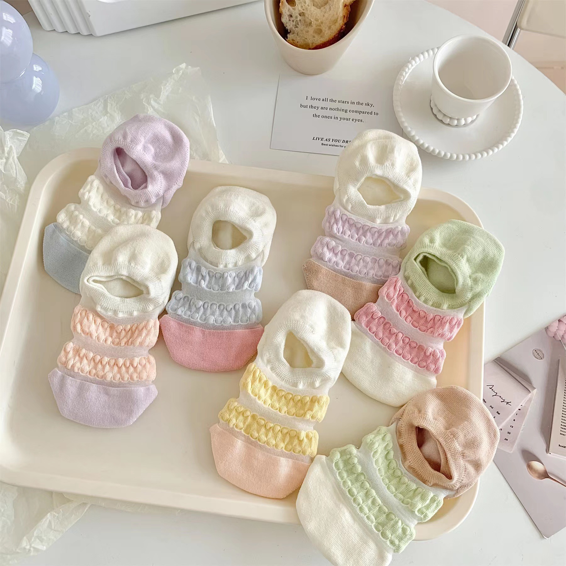 Striped Socks for Women Ins Trendy Summer Thin Glass Silk Boat Socks Japanese Sweet Girl Low-Cut Invisible Socks