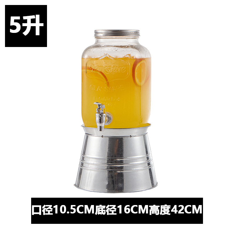 Frasco de vidrio con grifo Cola cubo fruta té jugo cóctel tarro vino barril enzima hervidor frío gran capacidad hogar