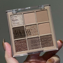 DIKALU Milk Tea Nine-Tone Eyeshadow Palette Transparent Acrylic Matte 9-Nude Color Grid Eyeshadow Cross-Border Cosmetics