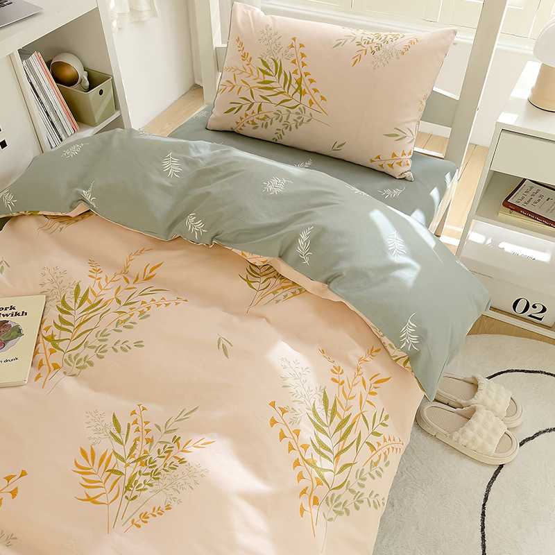 Ropa de cama de dormitorio de estudiantes universitarios de tres piezas de algodón, sábana de algodón, funda de edredón, sábana, cama, traje de cuatro piezas, verano