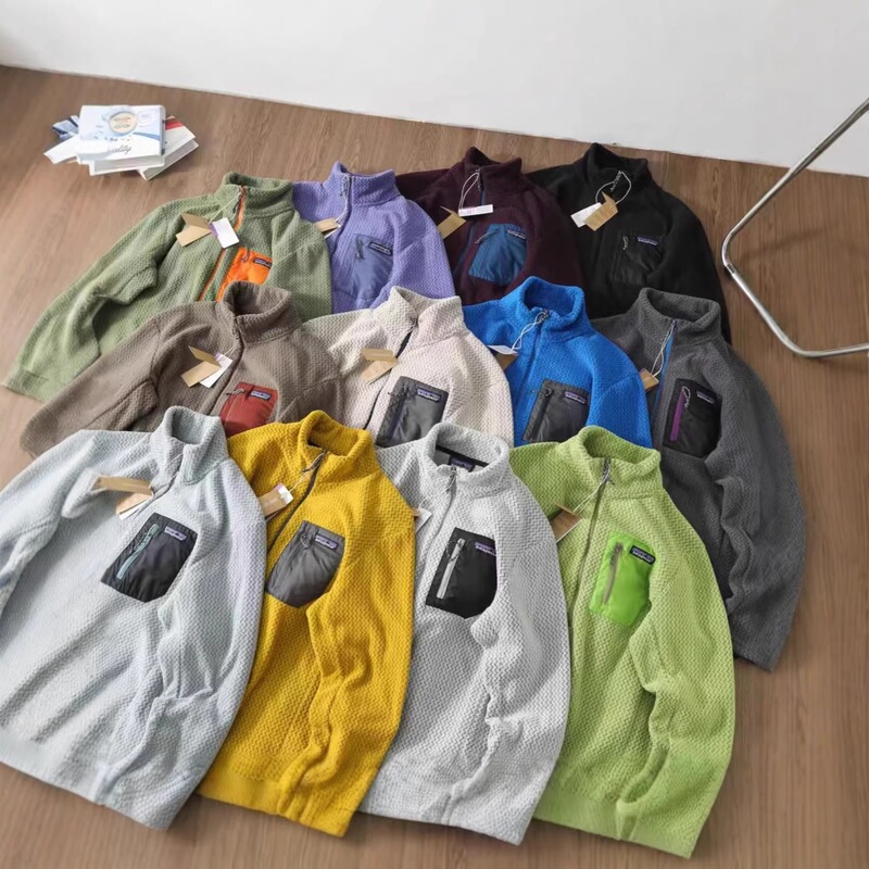 Cross-border Pata R1 men's and women's outdoor warm stand-up collar half-zip fleece-lined pullover sweatshirt couple's jacket