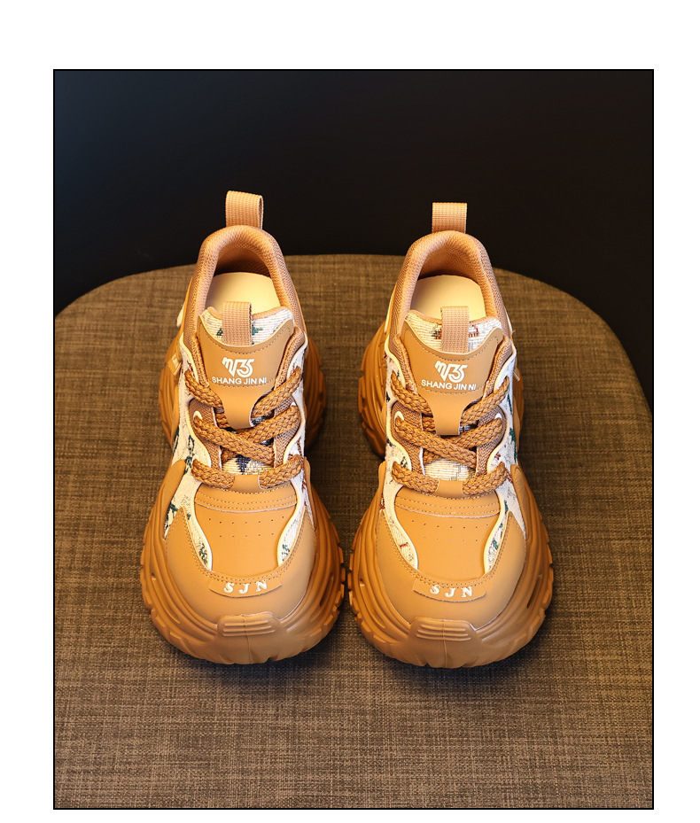 Giày sneaker nữ đế dày tăng chiều cao phong cách daddy — Trà sữa màu chi tiết 19