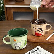 蜡笔小新刻度马克杯陶瓷水杯女生可爱咖啡杯杯子情侣生日礼物家用