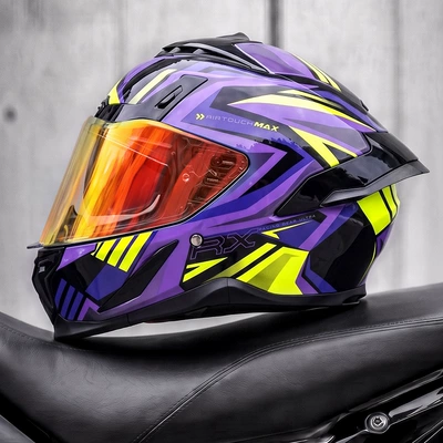 Motosiklet kaskı (dəbilqə) – riding, full-face motorcycle helmet - purple-warhawk-red-mirror-coating-free-clear-lens-m55-56cm