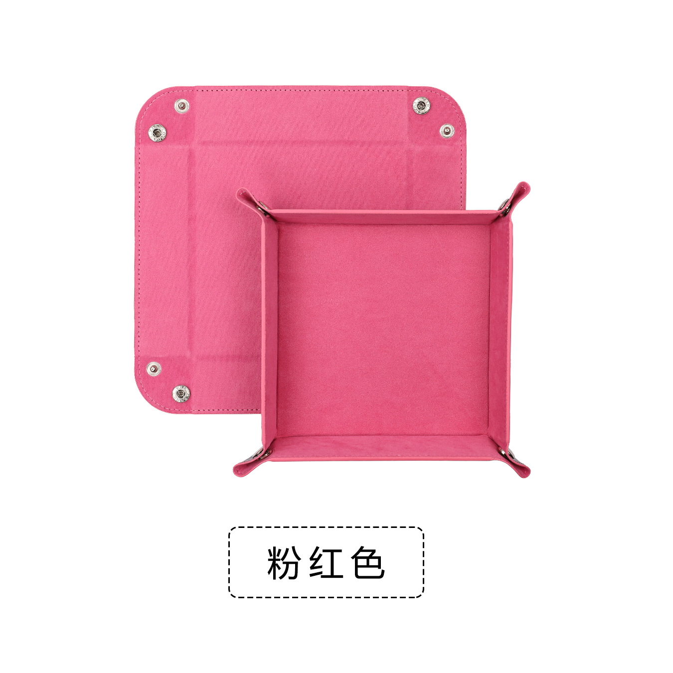 Amazon Venta caliente pu cuero plegable cuatro-esquina bandeja rectangular caja de almacenamiento caja escritorio juego dados bandeja de almacenamiento