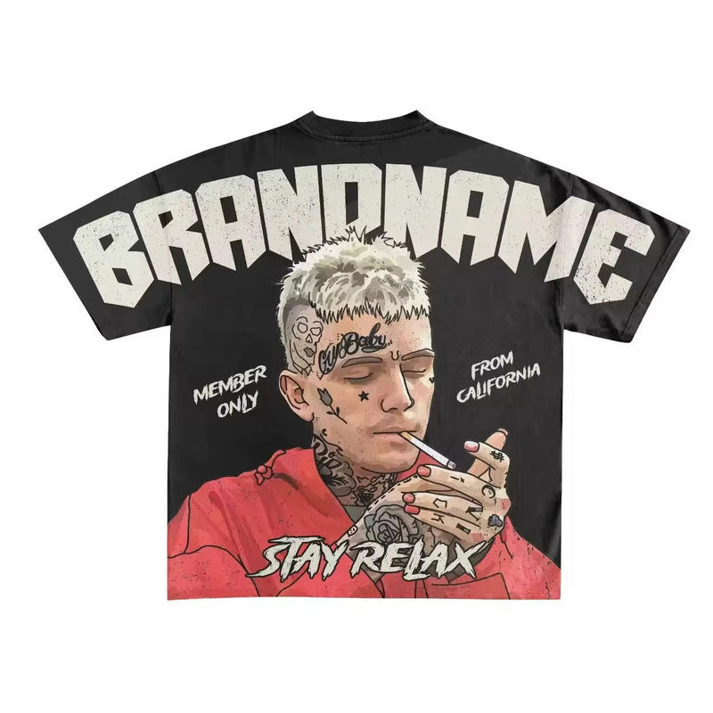 Logo Printed Heavyweight Graphic Cotton Print 240Gsm Fashionable Oversized Loose Fit Dtg Printed T-Shirt