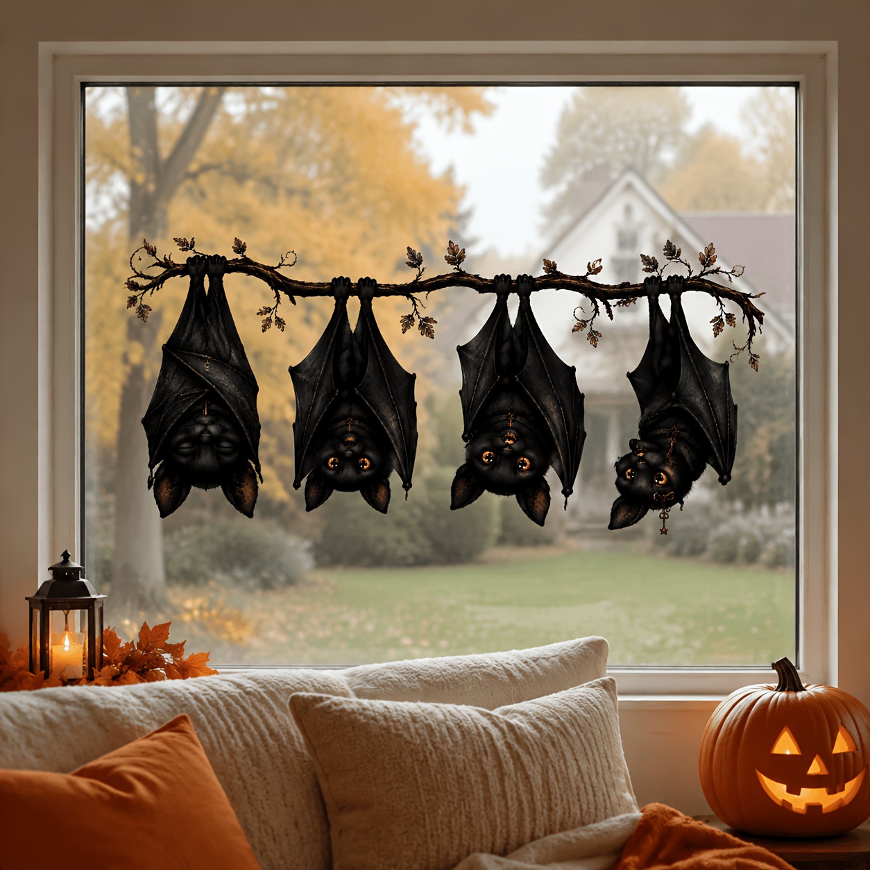 Halloween hanging bat window sticker for home living room window door glass bedroom party decoration