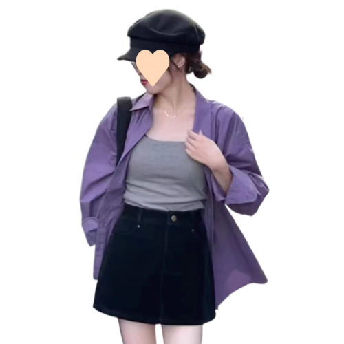 Elegant Purple Collared Long-Sleeve Shirt for Autumn Women 2025 New Style Loose Casual Blouse for Layering