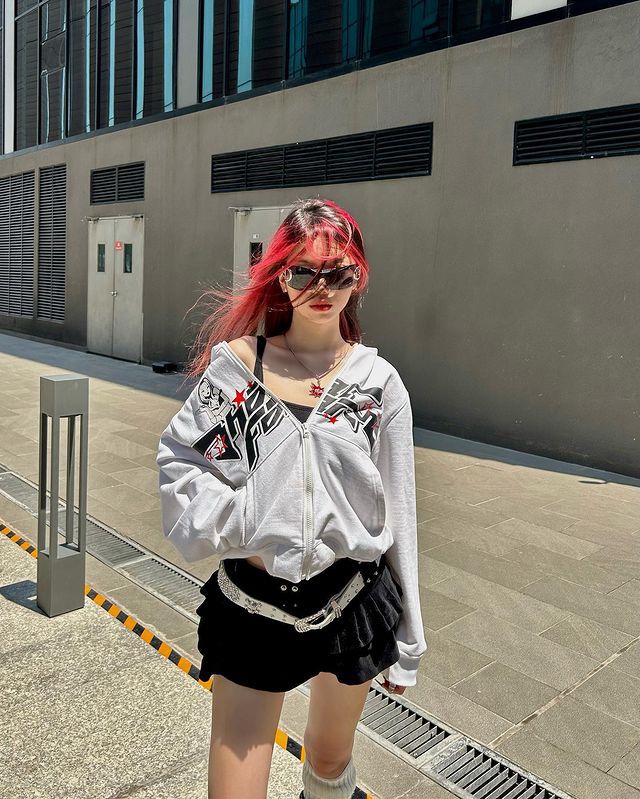 Felpa con cappuccio uomo zip gothic y2k stampa stelle street_voghion.com