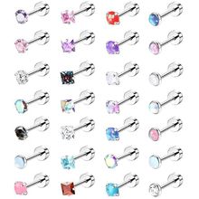 跨境热卖耳钉套装时尚钛钢爪镶澳宝彩色锆石耳饰组合套件厂家现货