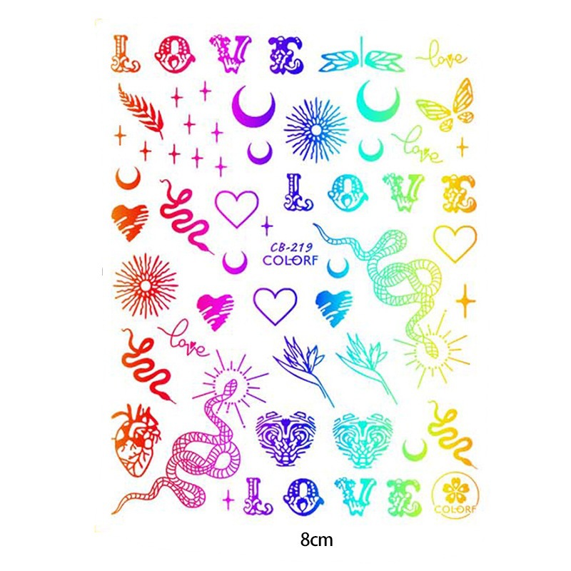 Joyas de manicuras láser fantasía serie de pegatinas de uñas de color dragón y phoenix de estilo chino colorido pegatinas de uñas de serpiente