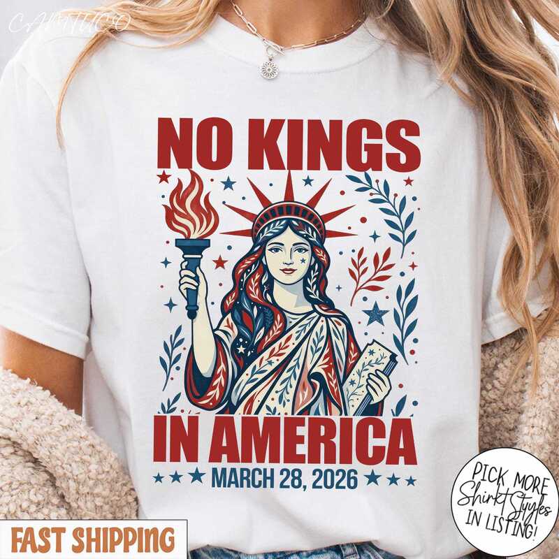 【Foreign Trade European Size Cotton T-Shirt】"No King Lives Here" Printed Pattern Round Neck Short-Sleeve T-Shirt