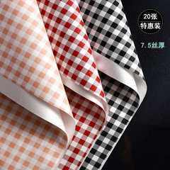 網紅加厚格紋紙鮮花包裝紙夏日清新花藝花束玫瑰花包裝紙資材