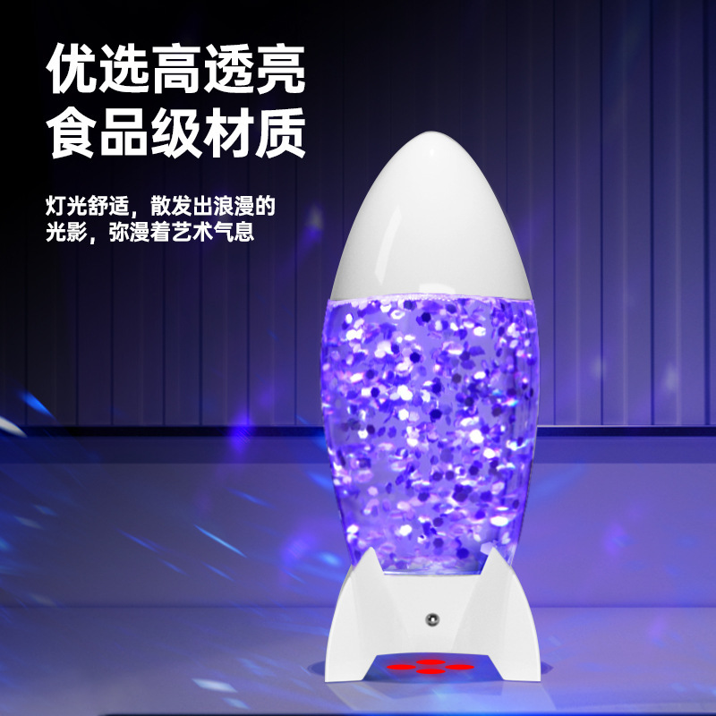 Cross-Border New Romantic Rocket Atmosphere Lamp Bedroom Table Lamp Creative Led Meteor Projection Night Light Gift Ornament