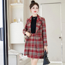 毛呢套装裙女秋冬2025新款两件套毛呢西装外套半身裙气质连衣裙潮