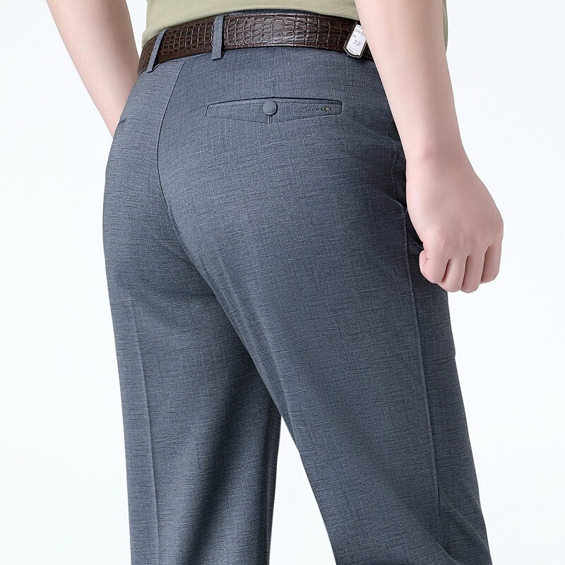 2026 Spring/Summer Thin Men's Business Casual Pants for Middle-Aged Men, Loose Straight High Waist Deep Crotch Dad Style Cotton 2026 Spring/Summer Thin Men's Business Casual Pants for Middle-Aged Men, Loose Straight High Waist Deep Crotch Dad Style Cotton