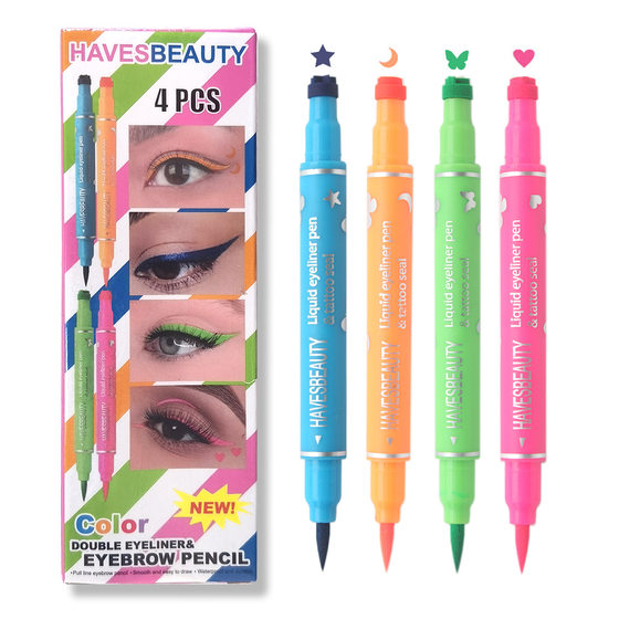 Foreign trade color double-headed butterfly seal eyeliner waterproof non-blooming novice love embellishment eye corner eye tail eyeliner