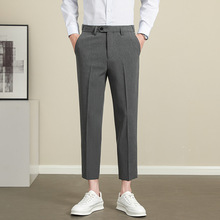 天丝抗皱西裤男2025夏季新款高端垂感小直筒九分冰丝休闲西装裤子