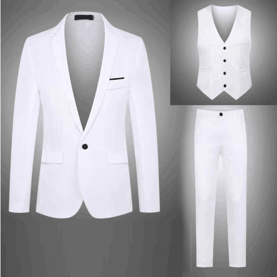 スーツのスーツの男性の3つのセットのビジネスのレジャーのスーツの職業の正装の連れ合いの服の新郎の結婚式のドレスの夏