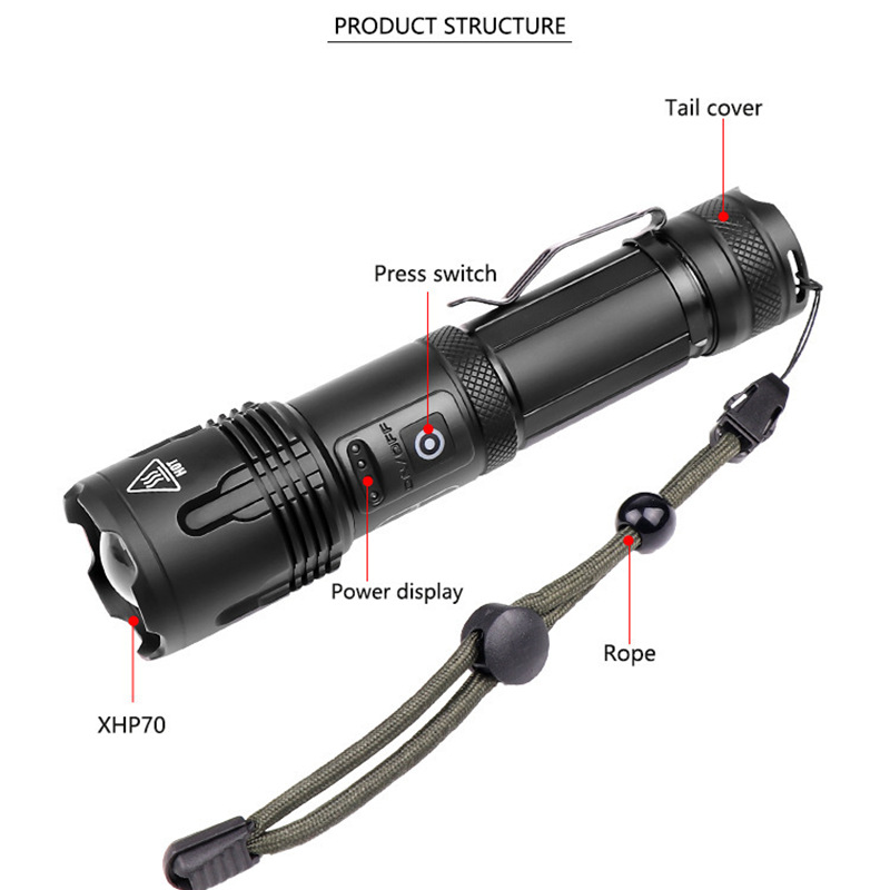 Transfronterizo P99 linterna de luz TYPE-C carga P70 luz de luz multifunción al aire libre