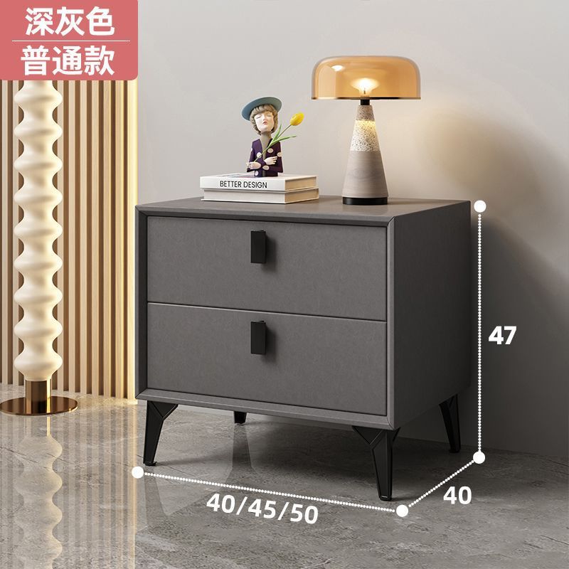 实木皮质现代床头柜简约高级卧室储物柜家用床边柜轻奢收纳柜软包|undefined