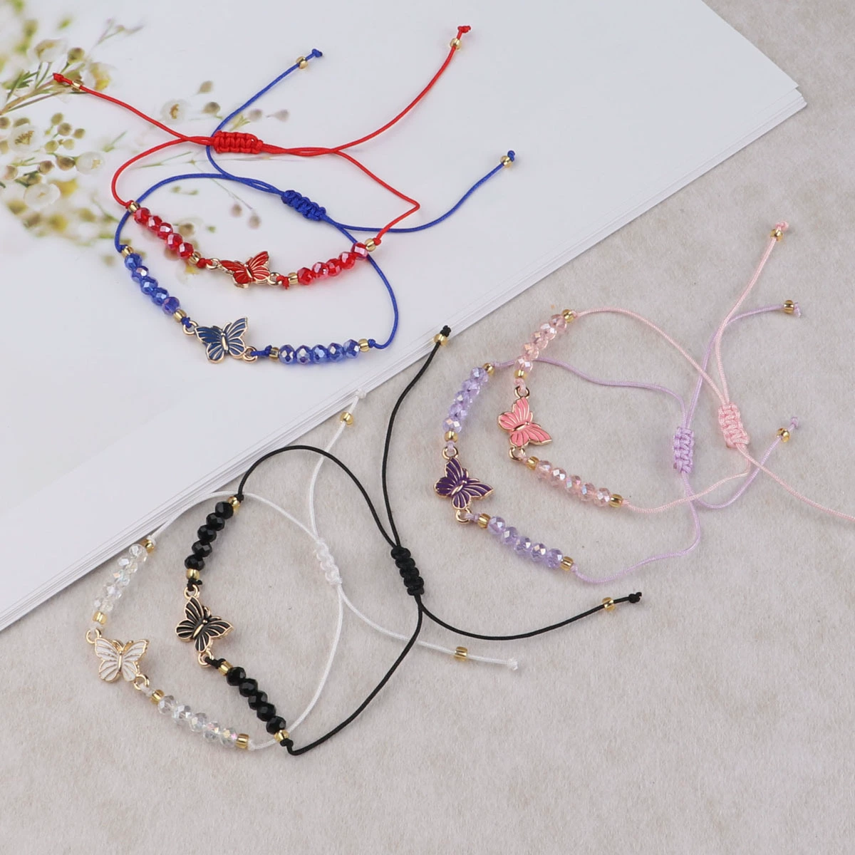 Новые европейские и американские цветные бабочки хрустальные браслеты из бисера ins ветер девушки ручной работы трансграничные украшения