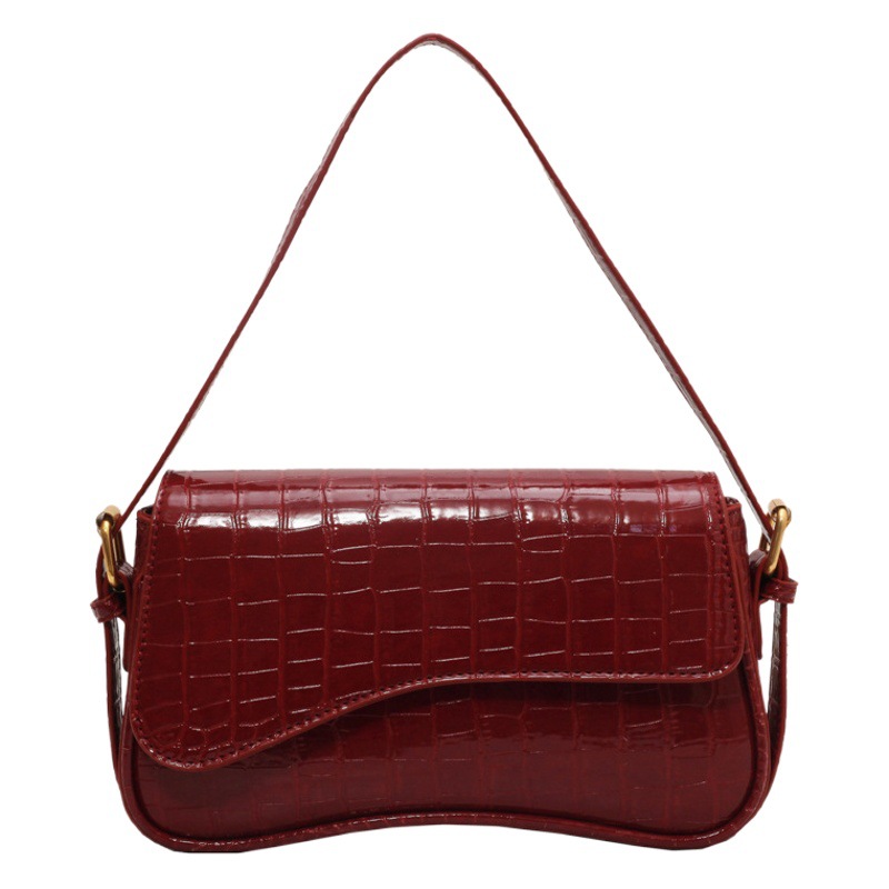 Bolsa pequeña de textura transfronteriza 2024 principios de primavera nueva bolsa de mujer retro bolso de hombro con patrón de cocodrilo bolsa de mensajero brillante de charol