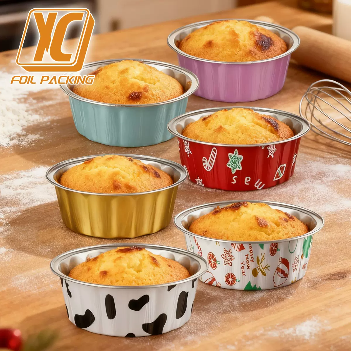 230mL厂家批发布丁模烘焙锡纸蛋糕模慕斯杯芝士蛋糕模奶牛杯 含盖